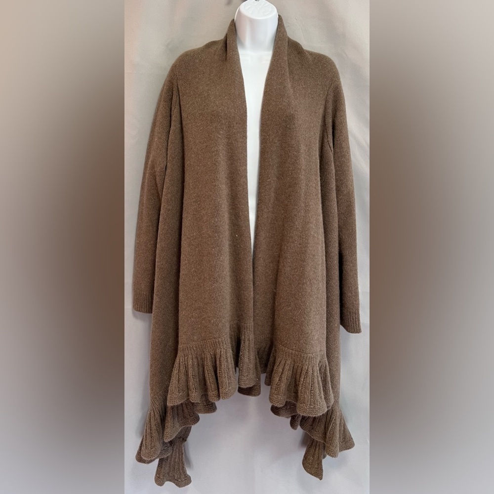 Ralph Lauren  women’s‎ One Size open cardigan wool angora Rabbit Hair Brown